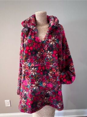 NATURAL LIFE Pink Multi Floral Plush Hooded Pullover